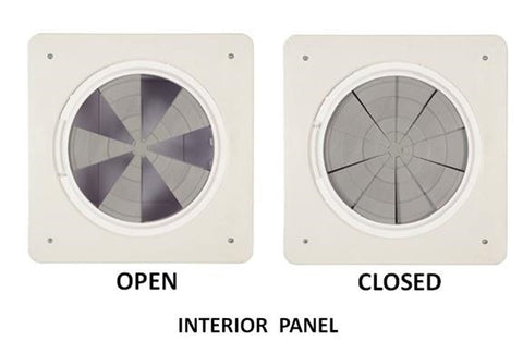 MaxxAir Mini Vent Interior Panel Open and Closed Positions - Bug Screen Detail | United RV Parts