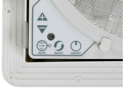 MaxxAir RV Fan Control Panel - Thermostat and Speed Control Detail | United RV Parts