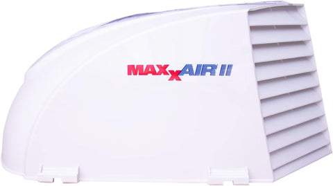 White MaxxAir II Vent Cover with Louvered Design - Front View | United RV Parts
