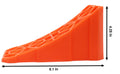 Orange Plastic Tri-Lynx Lil' Chock 00017 Trailer Wheel Chock 8.1x4.25in - Side View | United RV Parts