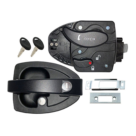 Black AP Products 013-521 Squeeze Door Lock Components - Exploded View | United RV Parts