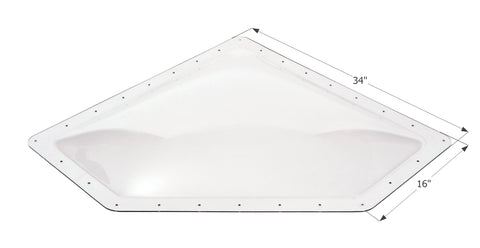 Icon NSL3013C Clear RV Skylight 34x16 Neo-Angle Dome - Dimension Diagram | United RV Parts