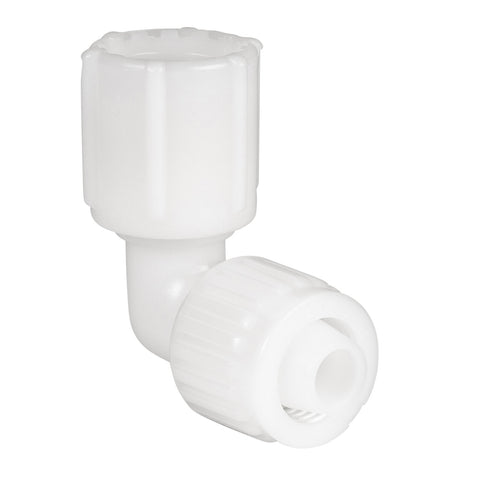 Flair-It 1/2" PEX x 1/2" FPT Swivel Elbow 06816 - 3/4 Angle View with Cap | United RV Parts