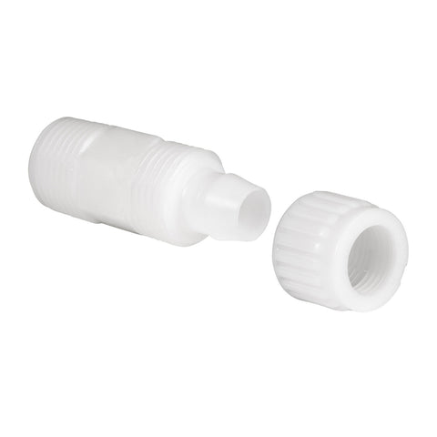 White Plastic Flair-It 06842 PEX Coupling Cap Installation Diagram - 3/4 View | United RV Parts