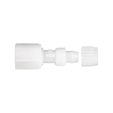 White Plastic Flair-It 1/2" Swivel Coupling 06873 Cap Separated - Side Diagram View | United RV Parts