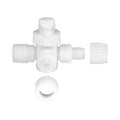 White PEX Bypass Valve with Threaded Cap Component - Top Exploded View | United RV Parts