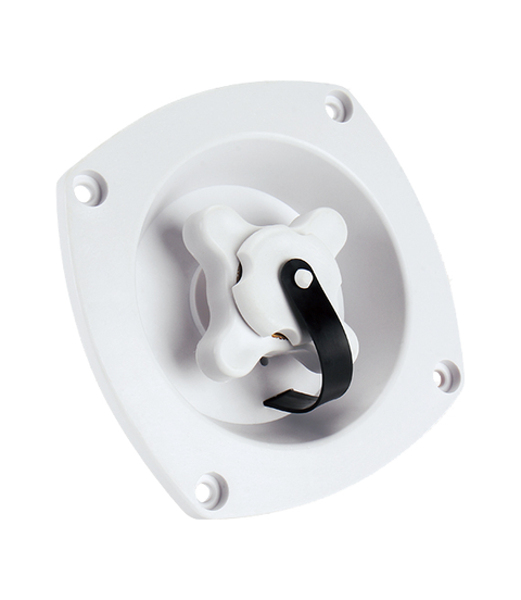 White Seaflo RV Fresh Water Inlet SFWI1-01 - Angled View, Cross Handle Detail | United RV Parts