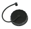Black Plastic RV Water Inlet Cap with Tether - Angled View | United RV Parts
