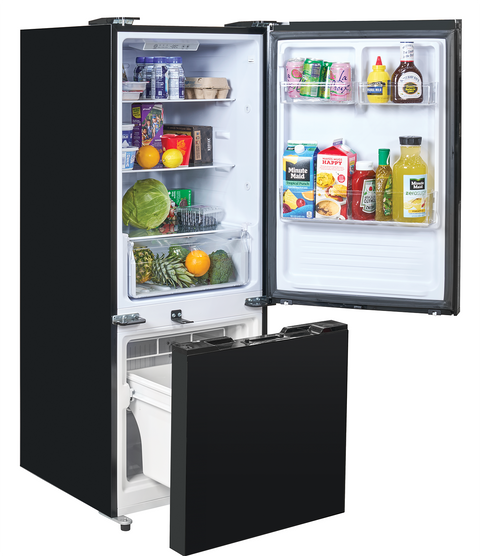 Black InVision 10.7 Cubic Foot RV Refrigerator - Open View Stocked | United RV Parts