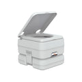 Light Grey Plastic Portable RV Toilet SFPT-10-01 Open Lid - 3/4 Angle | United RV Parts