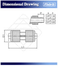 Flair-It PEX Coupler Technical Drawing - Dimensional Specifications | United RV Parts
