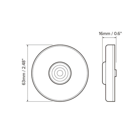 Dimension Diagram 2.5 Inch Round LED Clearance Light CMB1SRA - 63mm x 16mm Technical Drawing | United RV Parts