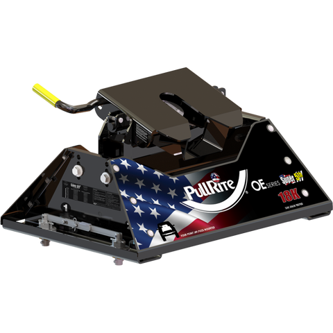 Black PullRite 18K Super 5th Wheel Hitch OE Series - Rear Angle | United RV Parts