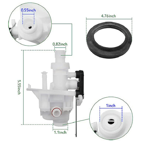 Thetford 31705 Toilet Valve Dimensions Diagram with Rubber Seal Specifications | United RV Parts