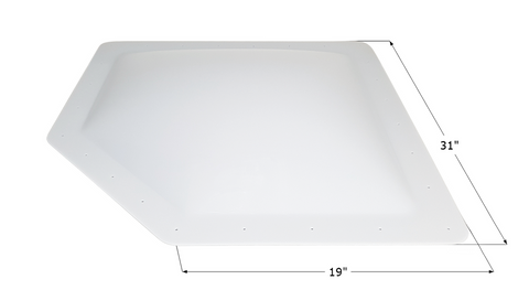 White Icon RV Skylight Dome 26x16 with 19x31 Inch Dimensions - Measurement View | United RV Parts
