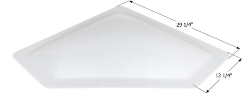 White Neo-Angle RV Skylight NSL2510W with 29.25x12.25 In Dimensions - Measurement View | United RV Parts