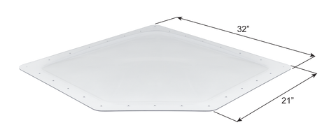 White Icon NSL2717W RV Skylight Replacement Dome - Dimension Diagram 32x21 Inch | United RV Parts