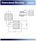 Flair-It 3/8" Elbow Coupler 06815 Dimensional Drawing with L1 and D1 Specs | United RV Parts