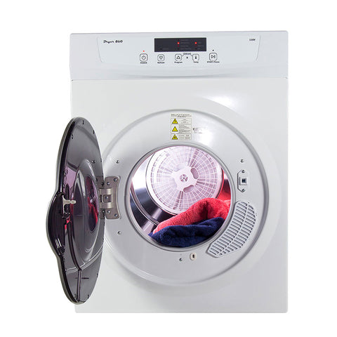 White Compact RV Dryer Interior - Door Open Drum View | United RV Parts