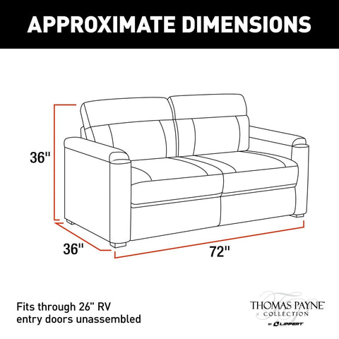 Thomas Payne Heritage Trifold Sofa 72 Inch Dimensions Chart | United RV Parts