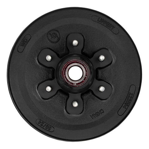 Lippert 12" RV Brake Hub 5 on 4-1/2" bolt pattern showing installed inner bearing and seal - Rear Face View | United RV Parts