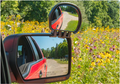 Milenco Aero Blind Spot Mirror Showing Road Reflection - In Use Lifestyle | United RV Parts
