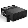 Black Fogatti 35000 BTU RV Furnace - Rear View Showing Triple Air Outlets with Wired Controller | United RV Parts