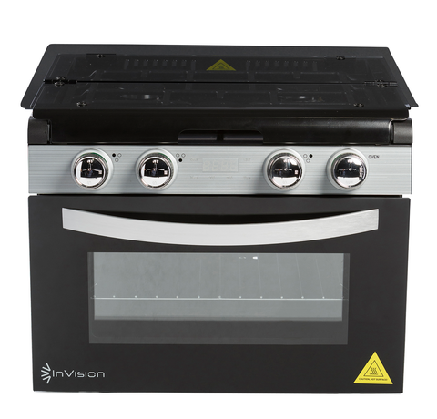 InVision 17 Inch Gas Range with Cooktop Closed - Control Panel Detail | United RV Parts