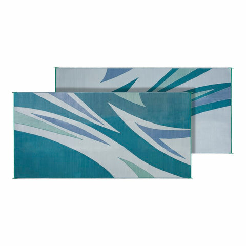 Faulkner | Tapete para patio con diseño de olas de verano, verde y azul | 46294 | 2,44 m x 6,16 m