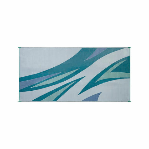 Faulkner 8x20 Reversible Camping Patio Mat - Light Blue Reverse Side, Top View | United RV Parts