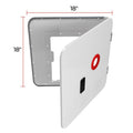 White Steel RV Water Heater Door - Dimensional View with Measurements | United RV Parts