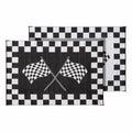 Black & White Checkered RV Patio Mat Both Sides Shown - Flat Lay | United RV Parts