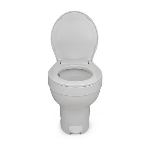 White RV Toilet Bowl with Open Lid - Top Down View | United RV Parts