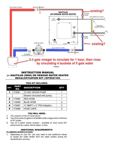 Suburban IW60 Decalcification Kit 521163 Installation Diagram - Manual View | United RV Parts