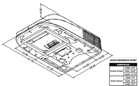 Coleman Mach 8 Plus AC Installation Cutout Dimensions Diagram with Measurements | United RV Parts