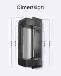Black Dometic Refrigerator Door Handle - 3D View with Dimensions Labeled | United RV Parts