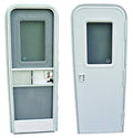 Obscure RV Entry Door Window Glass installed in white camper entrance door - Interior and Exterior View | United RV Parts