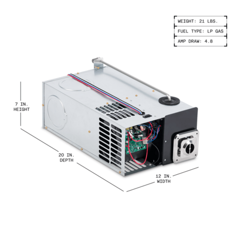 Dometic DFSDH20121 RV Furnace Dimensions 7x12x20 In LP Gas 21 Lbs - Spec View | United RV Parts