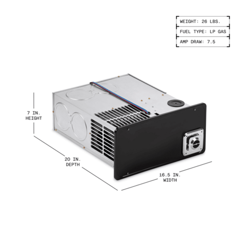 Dometic DFMDH30111 RV Furnace Dimensions 20x16.5x7 In, 26 Lbs, LP Gas - Spec Diagram | United RV Parts