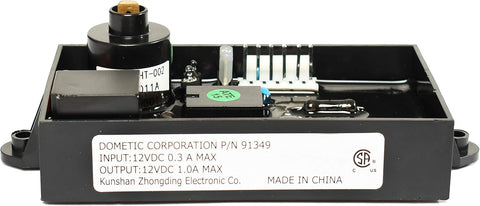 Black Dometic Water Heater Ignition Control Board 91349 - Side Profile Label View | United RV Parts