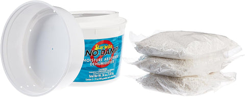 Star Brite No Damp 36 oz Bucket Open with Three Crystal Refill Pouches - Contents View | United RV Parts