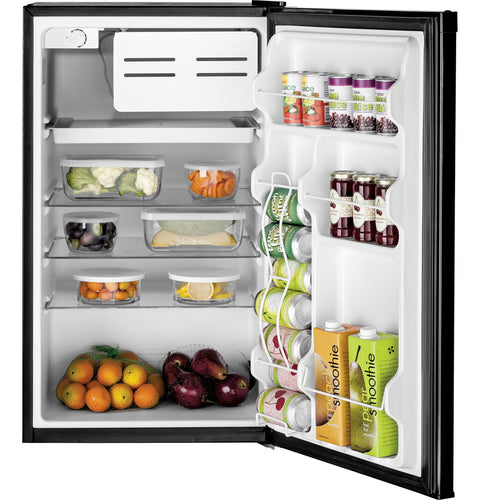 GE GME04GGKBB RV Mini Fridge Interior Loaded with Food and Beverages - Storage Capacity View | United RV Parts