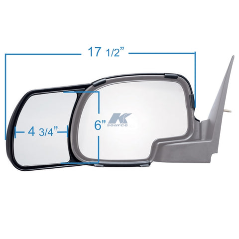 K-Source 80800 Snap-On Towing Mirror Dimensions - 17.5 x 6 x 4.75 Inch | United RV Parts