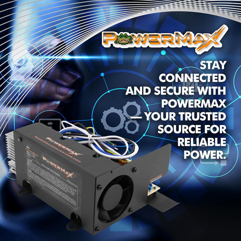 POWERMAX Converter Features Graphic - Stay Connected & Secure Marketing Display | United RV Parts