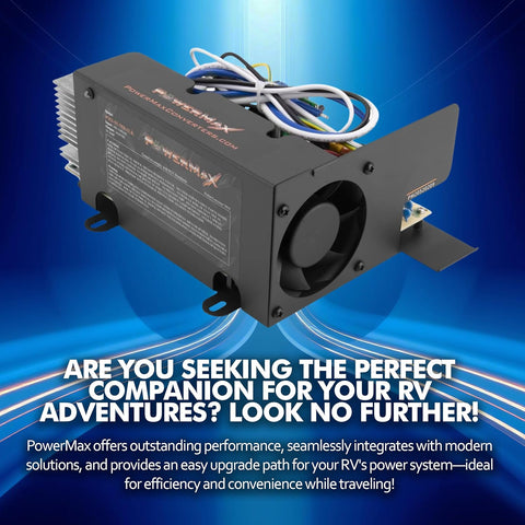 Grey POWERMAX PM3-55A-MBA Converter - Angle View Perfect RV Adventure Companion | United RV Parts
