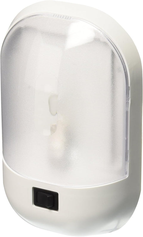 White Polycarbonate RV Interior Dome Light with Rocker Switch - Front Angle | United RV Parts