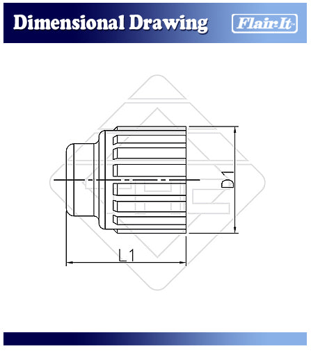 Flair-It 3/8" Cap 06859 Dimensional Drawing with L1 Length and D1 Diameter | United RV Parts