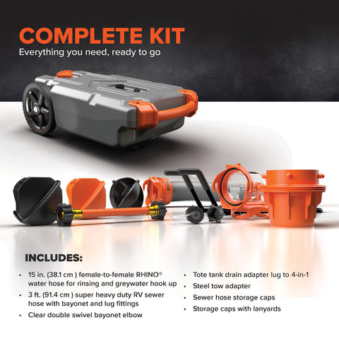 Camco Rhino 21-Gallon Complete Kit - Product Features Graphic | United RV Parts