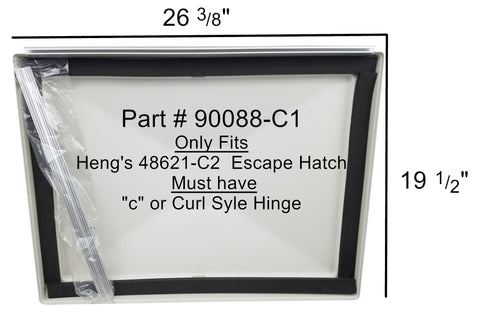 Hengs 90088-C1 Escape Hatch Lid Dimensions 26-3/8 x 19-1/2 Fits 48621-C2 - Spec Diagram | United RV Parts