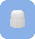 White Plastic Flair-It 3/8" Pipe Cap Fitting - Top Front View | United RV Parts